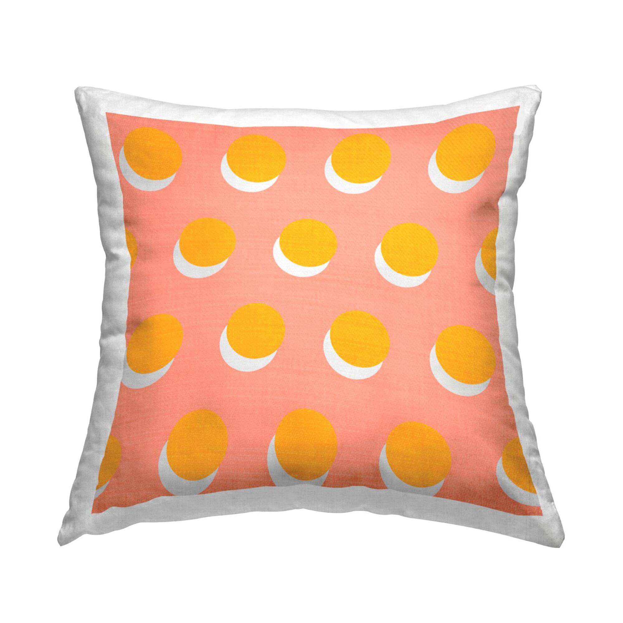 Stupell Industries Yellow Over Pink Polka Dot Circles Throw Pillow, 18" x 18"